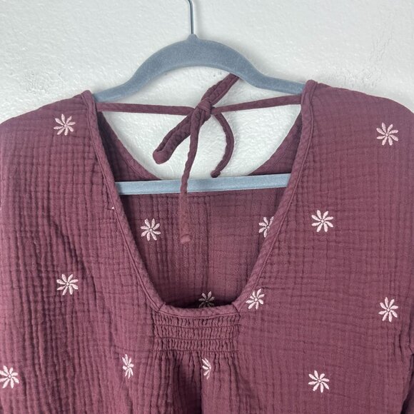Madewell Embroidered Lightspun Peplum Open Back Top M Boho Feminine Floral - Picture 8 of 11
